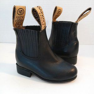 Cuarto De Milla Baby Black Leather Pull On Handmade Botin Charro Boots Kids Infa
